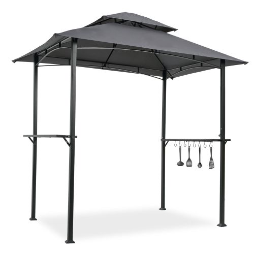 Outdoor Grill Gazebo 8 x 5 Ft; Shelter Tent; Double Tier Soft Top Canopy and Steel Frame with hook and Bar Counters Outdoor Grill Gazebo 8 x 5 Ft; Shelter Tent; Double Tier Soft Top Canopy and Steel Frame with hook and Bar Counters