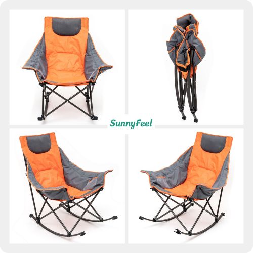 Sunnyfeel AC2026 Camping Rocking Chair for Adults, Luxury Padded Recliner, Oversized Folding Rocker, Outdoor Lawn Chair Sunnyfeel AC2026 Camping Rocking Chair for Adults, Luxury Padded Recliner, Oversized Folding Rocker, Outdoor Lawn Chair